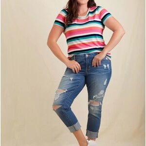 EUC Torrid Perfect Super Soft Crew Neck Short Sleeve Tee Playful Stripe Size 1x